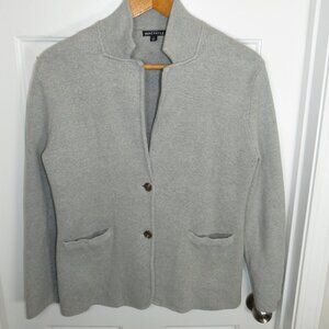 J. Crew Mercantile Womens 100% Cotton Sweater Blazer Heather Gray Dusk LG